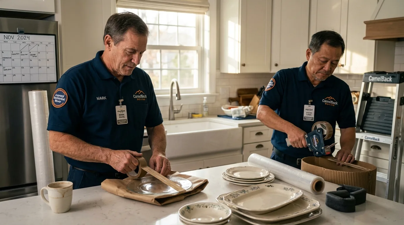 Professional crew packing kitchen dishware in Park City, UT